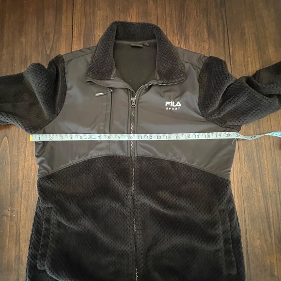 Women's Fila Sport Black Faux Fur Zip Up Jacket, Size Large - Picture 12 of 12